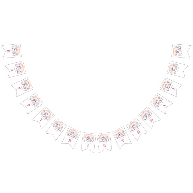 Banderines Chica floral místico unicornio primer Fiesta de cu (Todo)