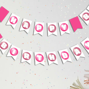 Banderines Chica Poppin Rosa Bubblegum Feliz cumpleaños Fiest