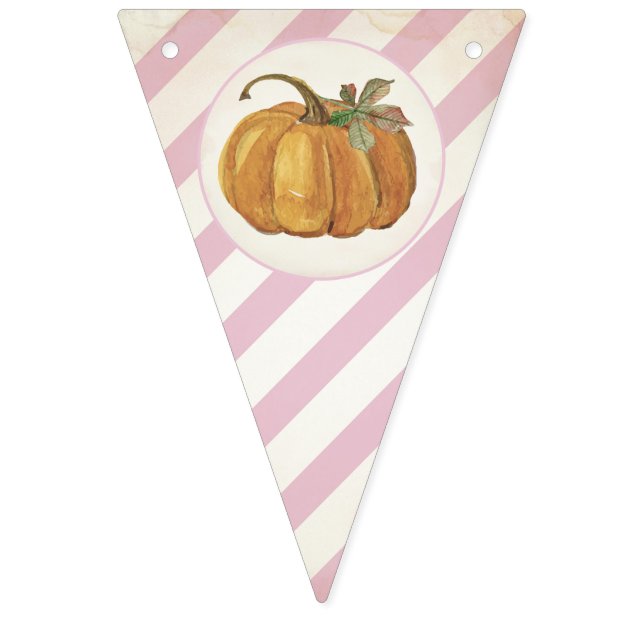 Banderines Chica Retro Pequeña Calabaza Cumpleaños Bunting (Primera bandera)