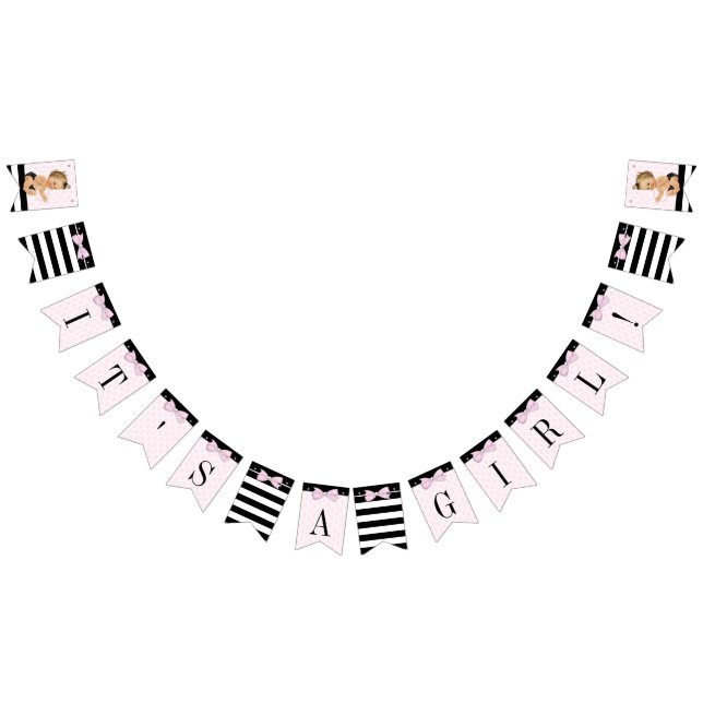 Banderines Chica Rosa Fiesta de Bebé Negro (Todo)