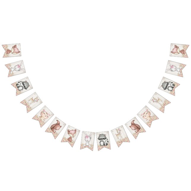 Banderines Chica Woodland Baby Shower (Todo)