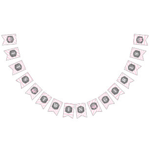 Banderines Chicas Baby Shower del gemelo del elefante rosado