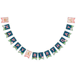 Banderines Chicas de cumpleaños acampando rosado sacan foto d