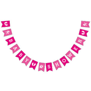 Banderines Chicas rosados de encargo Baby Shower que golpea