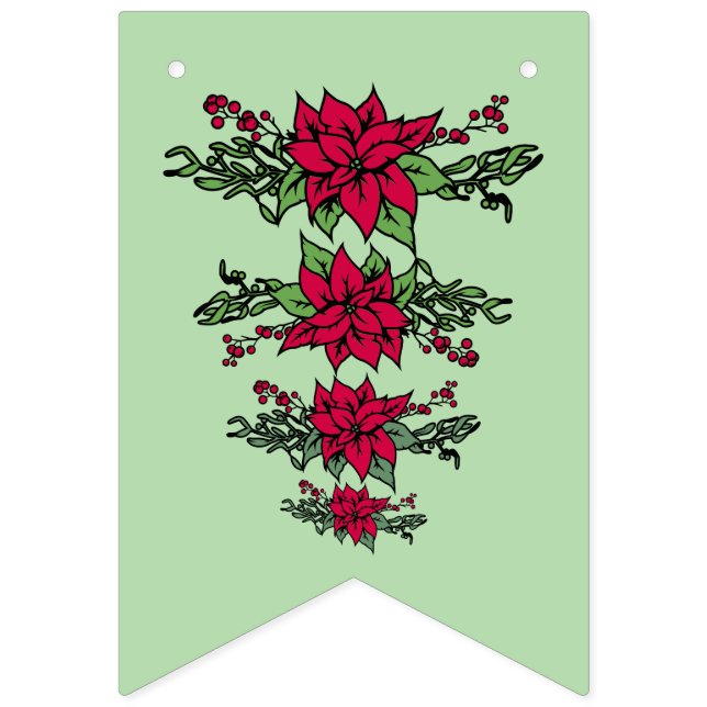 Banderines Christmas poinsetta bunting banner (Primera bandera)