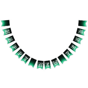 Banderines Cielo verde oscuro vibrante con estrellas Feliz Añ