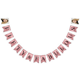 Banderines Cincuenta y Fabuloso Rosa Dorado Script Cumpleaños