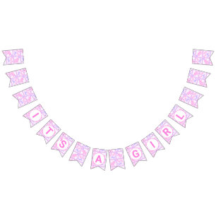 Banderines Círculo rosado lindo patrón bebé niña Baby Sho