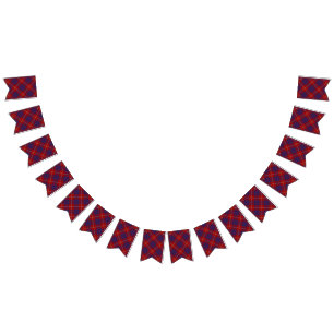 Banderines Clan escocés Hamilton Tartán rojo y azul