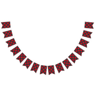 Banderines Clan escocés tartán rojo y verde de Lindsay