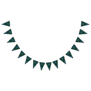 Banderines Clan MacLeod del tartán azul y verde de Harris