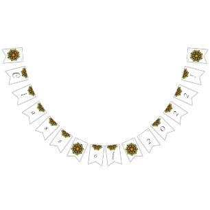 Banderines ¡Clase de 2022! Mandala en amarillo y bronceado