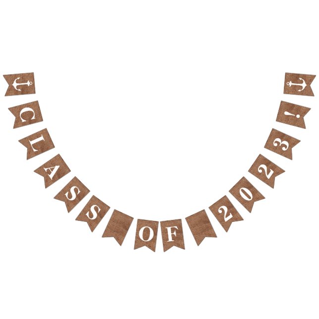 Banderines CLASE DE 2023 sobre Burlap Simulado con Anclas (Todo)