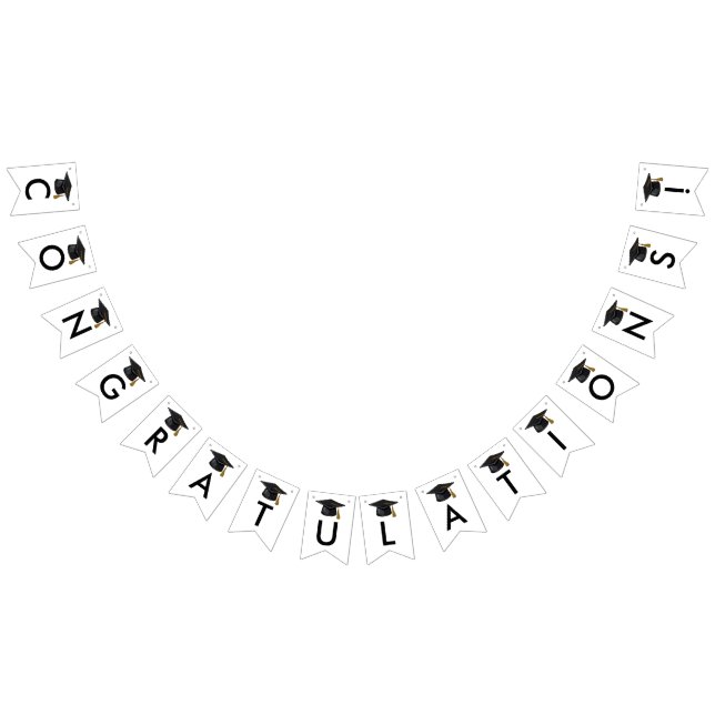 Banderines Clase moderna de graduación de escritura negra 202 (Todo)