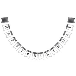 Banderines Clásico Buffalo Plaid Check Black White Birday