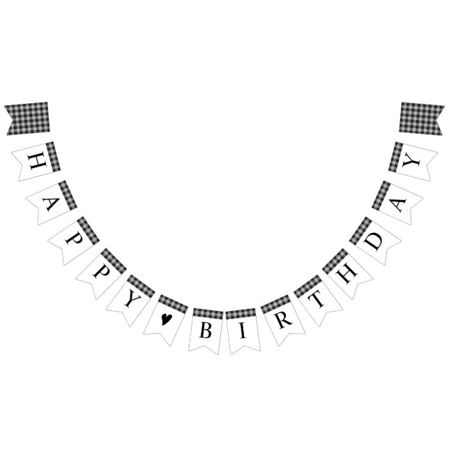 Banderines Clásico Buffalo Plaid Check Black White Birday (Todo)