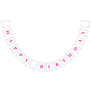 Banderines Clásico Cute Hot Pink Happy Birday Message