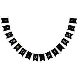 Banderines Clásico moderno graduado, plata y oro en negro