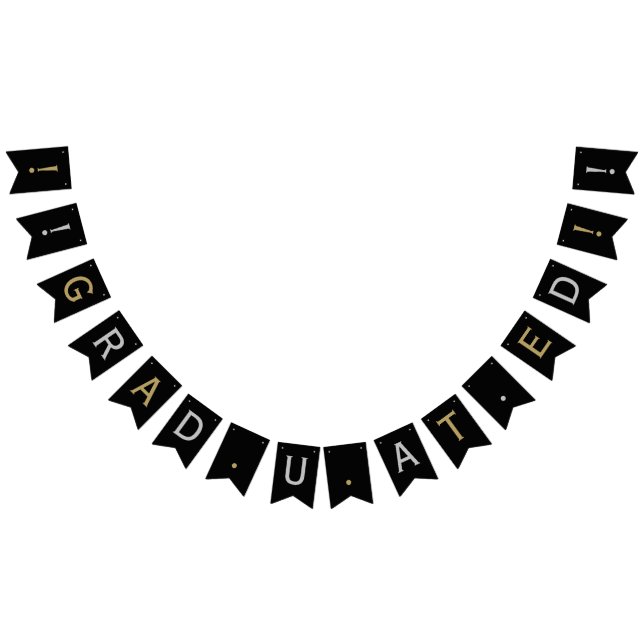 Banderines Clásico moderno graduado, plata y oro en negro (Todo)