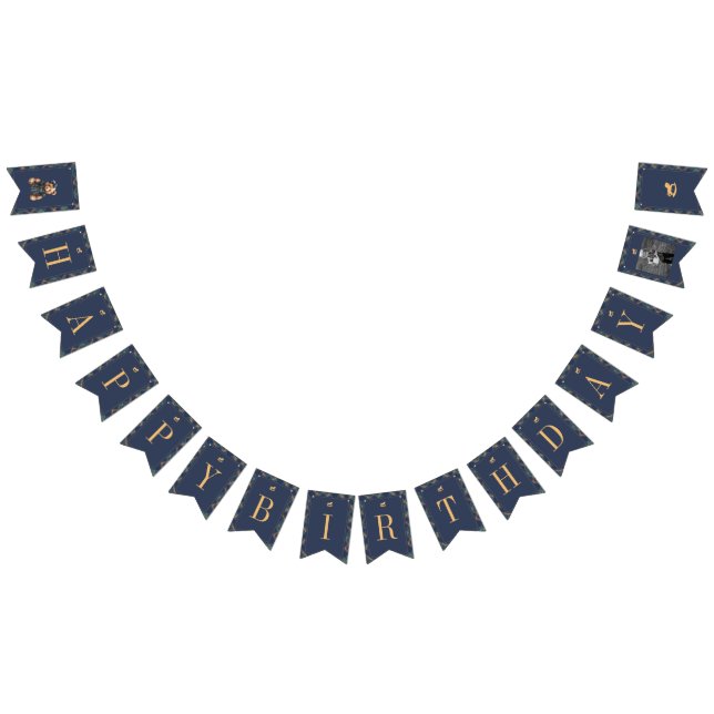 Banderines Classic Navy Plaid Teddy Bear Girl Happy Birthday  (Todo)