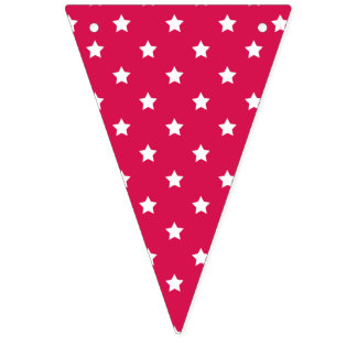 Banderines Classic Stars White - Raspberry