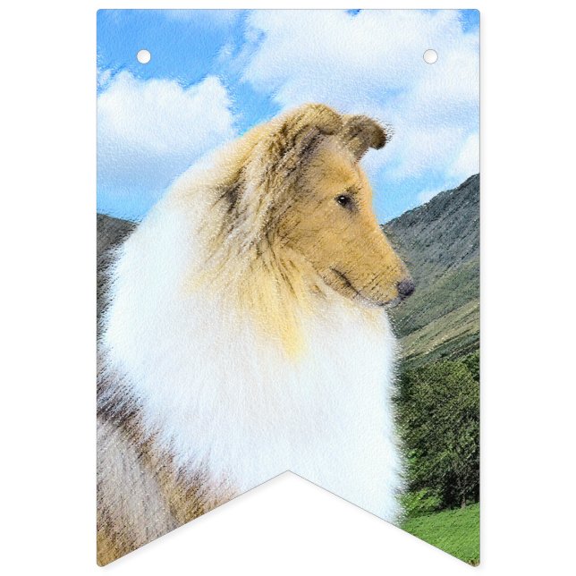 Banderines Collie in Mountains (Rough) Pintura - Perro Art (Primera bandera)