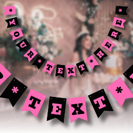 Banderines Color neón rosado caliente y negro | PERSONALIZAR