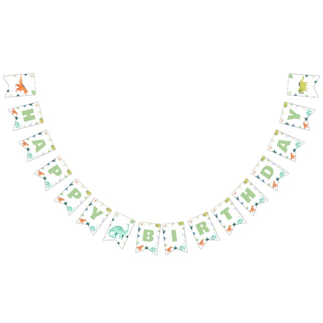 Banderines Colorful Dinosaur Birthday Bunting Dino Party (Todo)