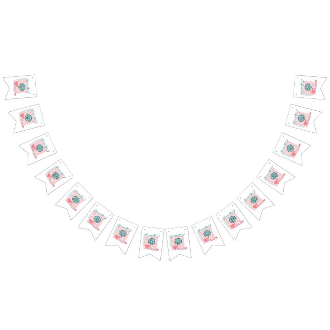 Banderines comida kawaii- lindo castaño, rosa, turquesa (Todo)