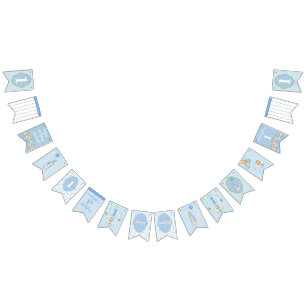 Banderines Conejo Azul Cute Un Primer Primer Cumpleaños