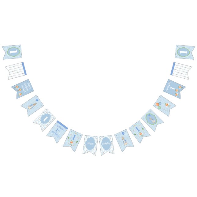 Banderines Conejo Azul Cute Un Primer Primer Cumpleaños (Todo)