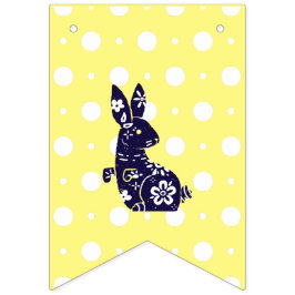 Banderines Conejo de arte popular floral de la Marina Bunting