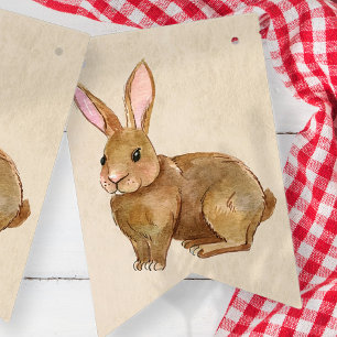 Banderines Conejo de conejo de pascua acuarela.