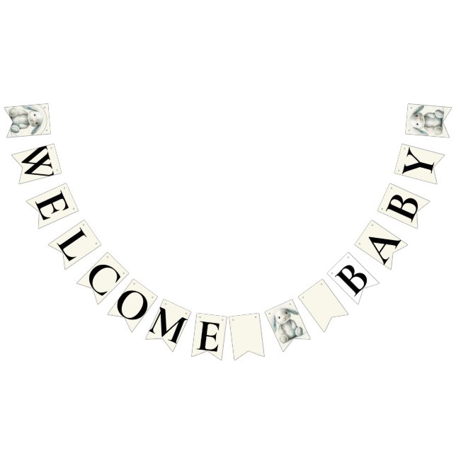 Banderines Conejo relleno BABY SHOWER "Welcome Baby" (Todo)