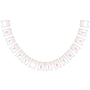 Banderines Confetti de oro rosado feliz cumpleaños