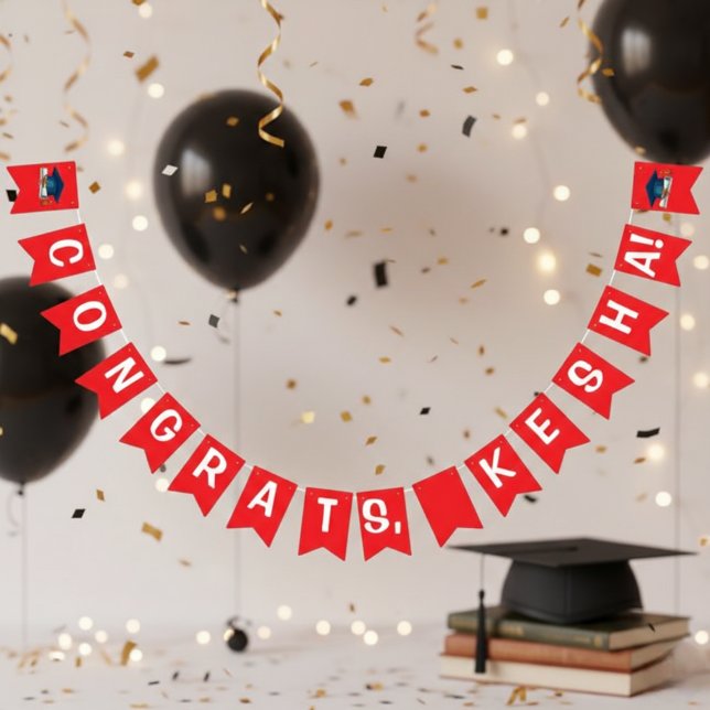 Banderines Congrats  Red Graduation Bunting Bann (Subido por el creador)