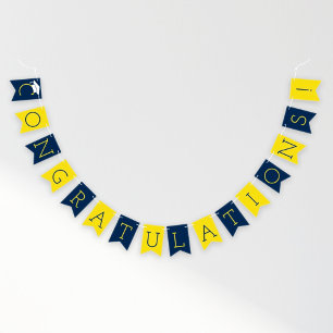 Banderines Congratulations Modern Navy Blue Yellow Graduation