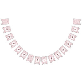 Banderines Copo de nieve Rosa pálido Feliz cumpleaños