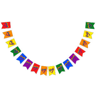 Banderines Corazón colorido del arco iris del amor del