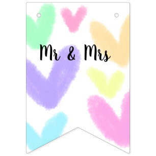Banderines Corazón simple estilo de texto minimalista boda Sr