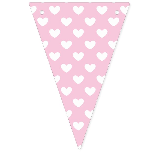 Banderines Corazones Clásicos Blanco - Rosa Claro (Primera bandera)