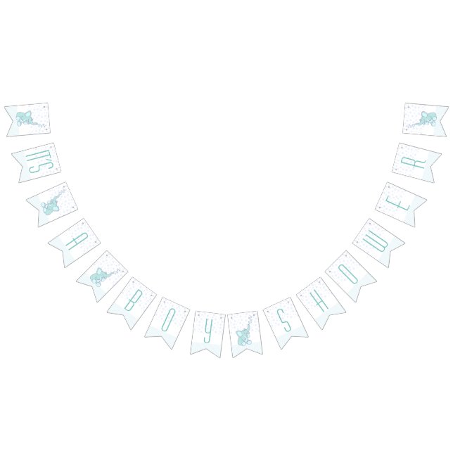 Banderines Corazones elefantes Es una ducha de bebé para niño (Todo)