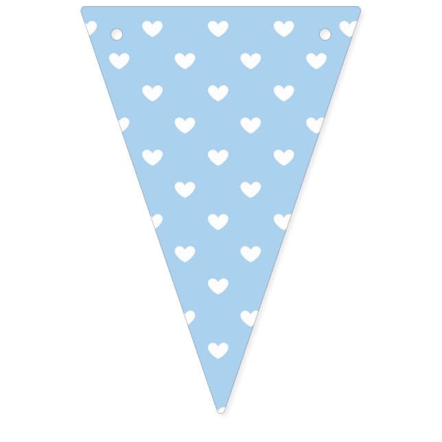 Banderines Corazones Micro Blancos - Azul Bebé (Primera bandera)