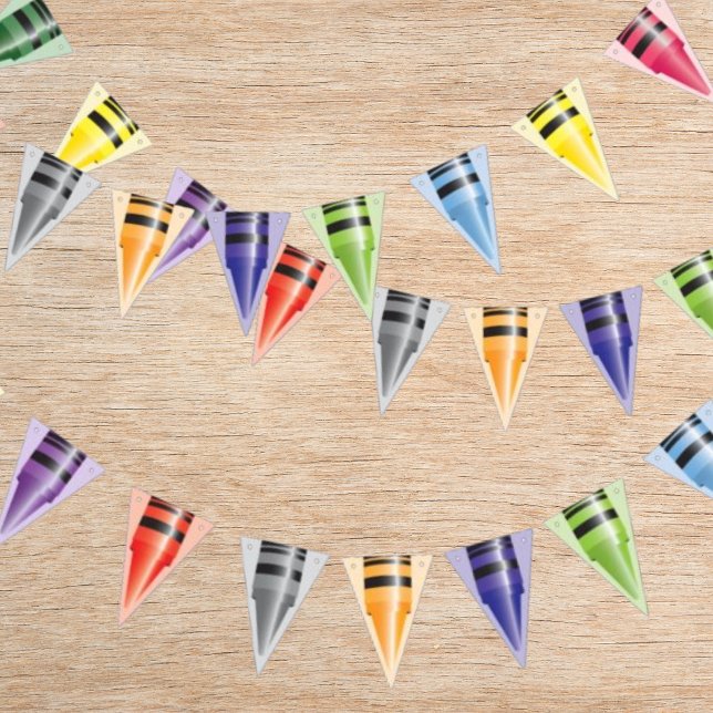 Banderines Crayon Kids Birday Fiesta Multicolor (Subido por el creador)
