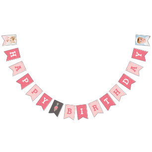 Banderines Crema rosa de hielo Sparkler Feliz Primer Día de C