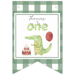 Banderines Crocodrilo acuarela 1º cumpleaños