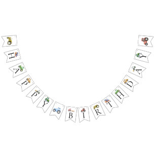 Banderines Cualquier edad Aniversario de un tractor Watercolo