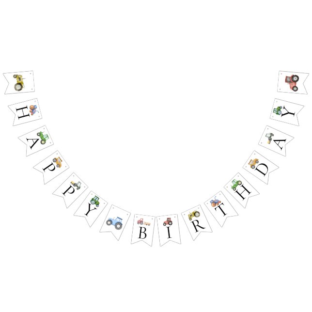 Banderines Cualquier edad Aniversario de un tractor Watercolo (Todo)