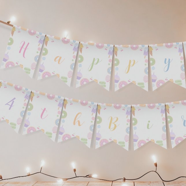 Banderines Cuatro Chicas del tema dulce del cuarto cumpleaños (Subido por el creador)