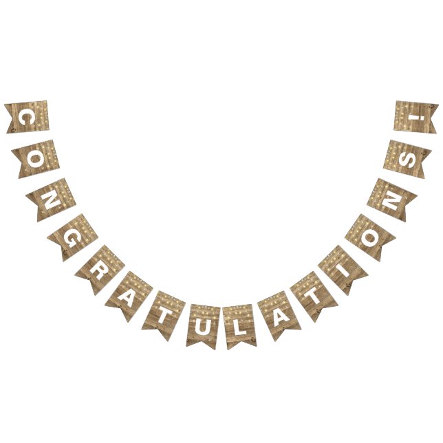 Banderines cuerda de luces fiestas en madera rústica (Todo)